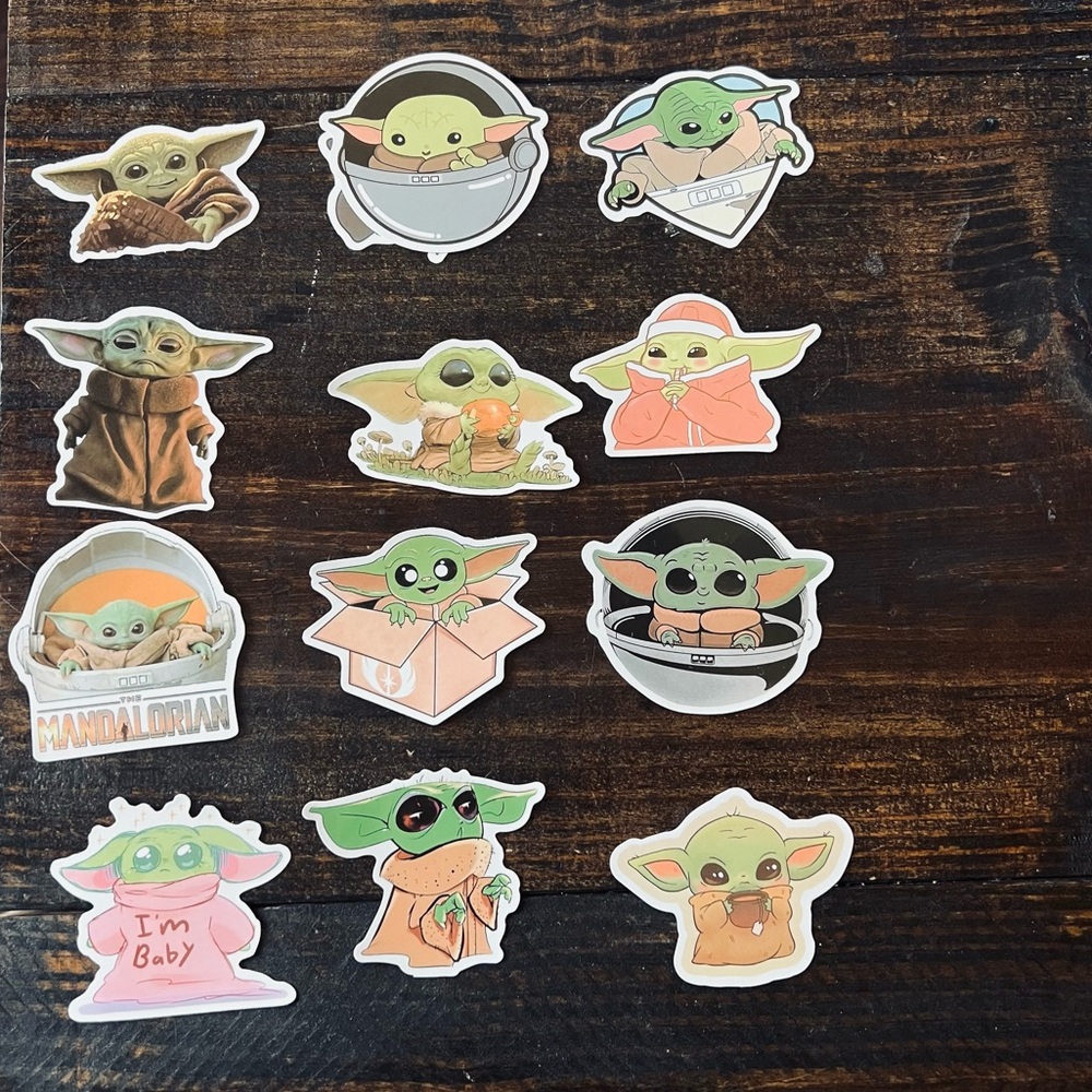 12 Baby Yoda Stickers